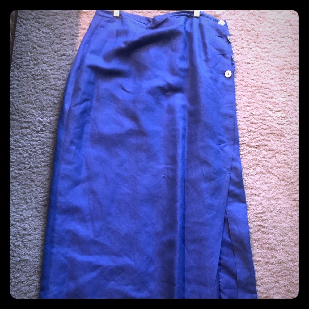 David N. blue wrap skirt